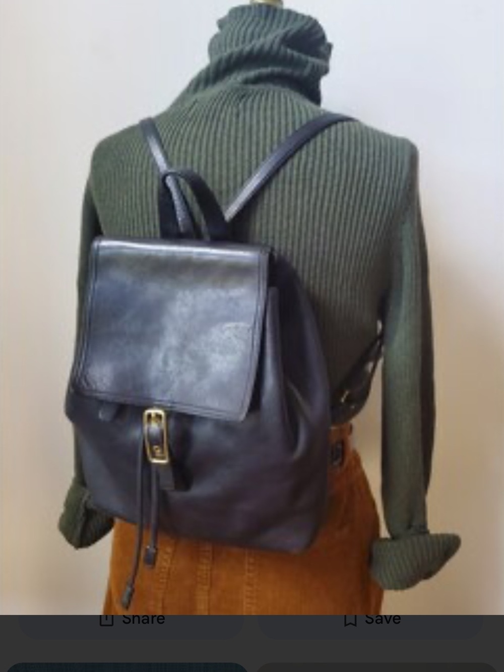 Vintage 90's Coach 9827 Hamptons Legacy Large Adjustable Black Leather Backpack